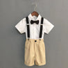 Childrens Boys Shorts Shirt Suspender Bow Tie Set - Little Bambini Boutique