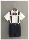 Childrens Boys Shorts Shirt Suspender Bow Tie Set - Little Bambini Boutique