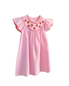 Girls Pink Strawberry Bishop Style Dress - Little Bambini Boutique