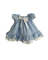 Girls Blue Linen Dress - Little Bambini Boutique
