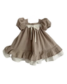 Girls Brown Linen Dress - Little Bambini Boutique
