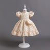 Girls Apricot Floral Special Occasion Dress - Little Bambini Boutique