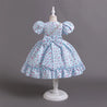 Girls Blue Floral Special Occasion Dress - Little Bambini Boutique