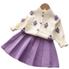 Girls Knit Pleated Skirt Cardigan Set - Little Bambini Boutique