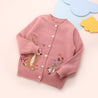 Girls Pink Bunny Embroidered Cardigan - Little Bambini Boutique